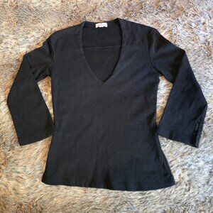 James Perse black V neck top 1